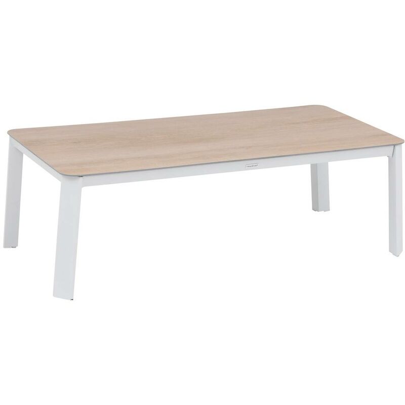 Table basse rectangulaire de jardin Pavane blanc 120x60x39cm en aluminium traité époxy - Hespéride - Houblon / blanc