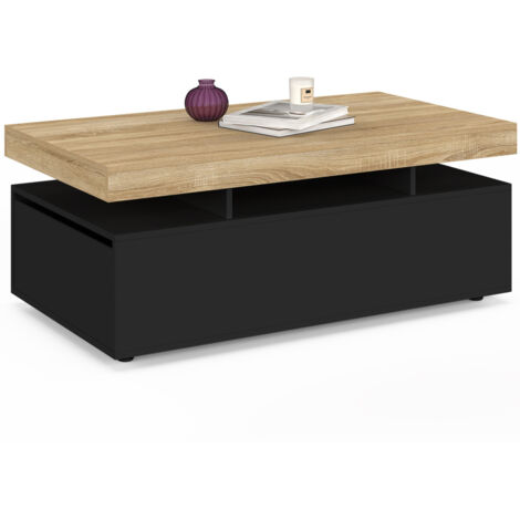Table Basse En Plastique Robuste Tête Plate Avec Rangement - Chevet Noir Multifonction