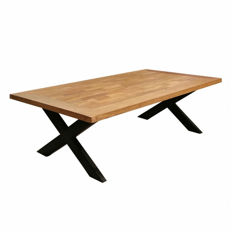 Meubletmoi - Table basse en bois exotique recyclé avec piètement métal - JESSY - Bois