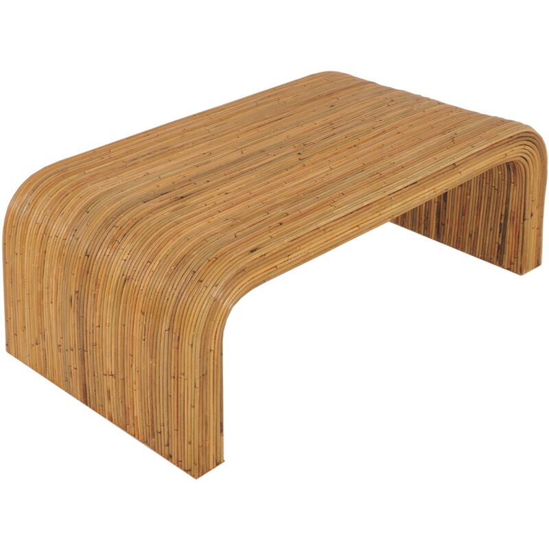Sweeek - Table basse rectangulaire en rotin naturel. 110cm. bords arrondis. l 110 x p 60 x h 40cm