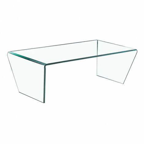 Table basse rectangulaire en verre trempé et piètements inclinés - ICE - Transparent