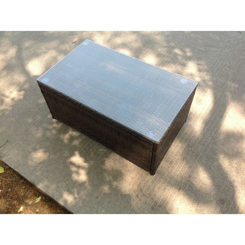Table basse rectangulaire Fimous en rotin, meubles de jardin extérieur, meubles de Patio, brun foncé