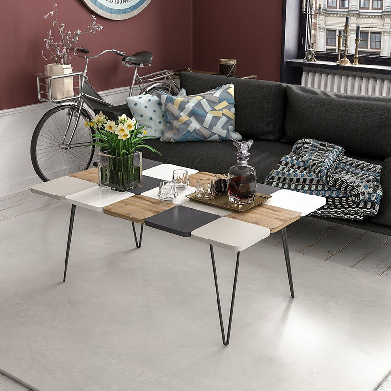 [en.casa] - Table basse rectangulaire Give à pieds épingle à cheveux multicolore