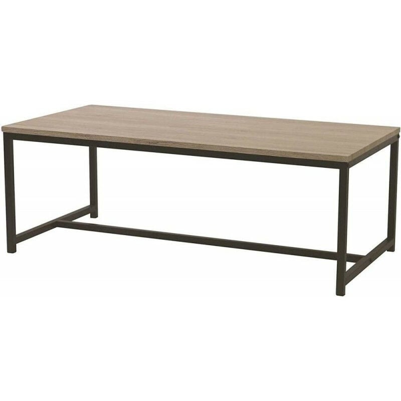 Table basse rectangulaire loft - Noir et Bois - Métal et bois - 100 x 50 x 36 cm - Livraison gratuite