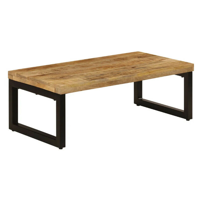 Table basse rectangulaire manguier massif clair et métal noir Grey Table basse rectangulaire manguier massif clair et métal noir Grey