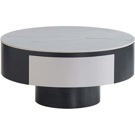 Table basse rectangulaire noir et blanc avec tiroir 80x40 cm – TORNADO