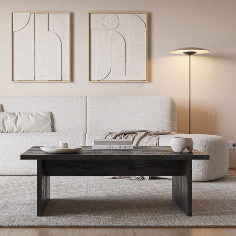 Table basse rectangulaire noire 120x70x40H cm - Loana