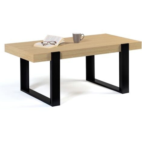 Table basse rectangulaire PHOENIX bois et noir