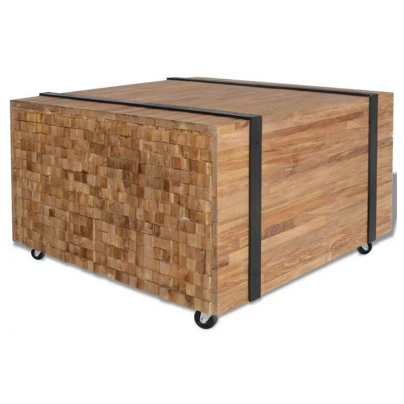 Table basse rectangulaire sur roulettes teck massif clair Anazz Table basse rectangulaire sur roulettes teck massif clair Anazz