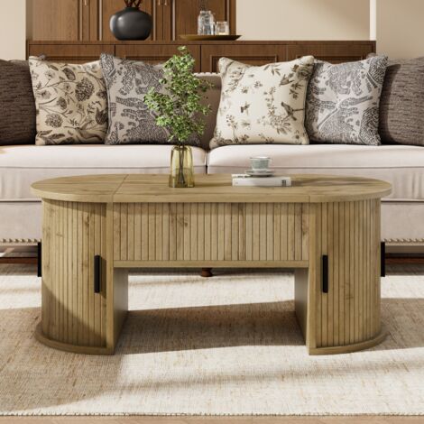 Table basse réglable 100x50x40,5cm - bureau et repas rangement coulissant - mdf - chêne