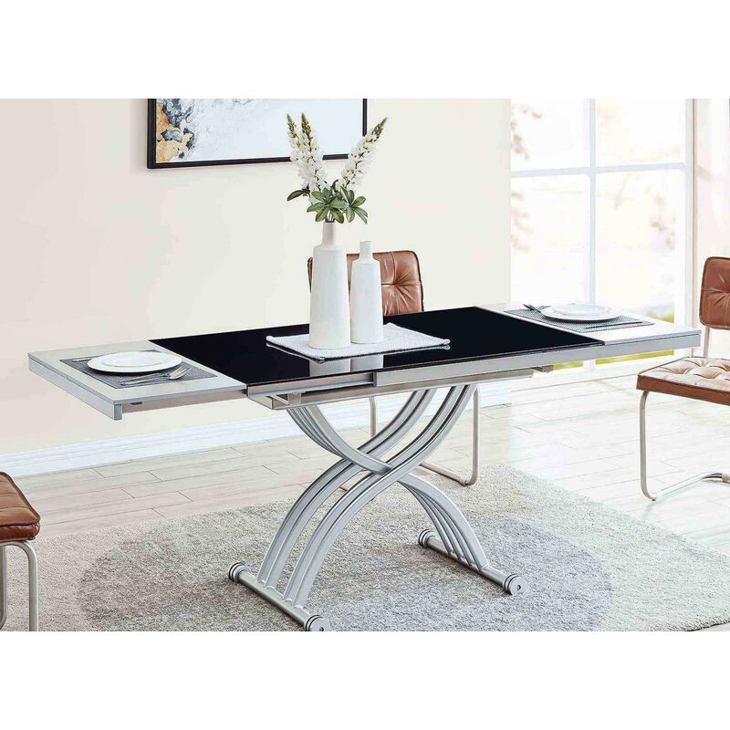 Deco In Paris - Table basse relevable 2 allonges noir et gris STUDIO