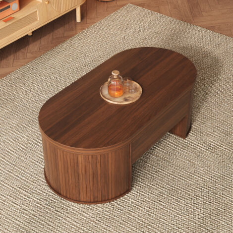Table basse relevable avec étagère extensible et plateau de table relevable, marron, 110x56x55 cm
