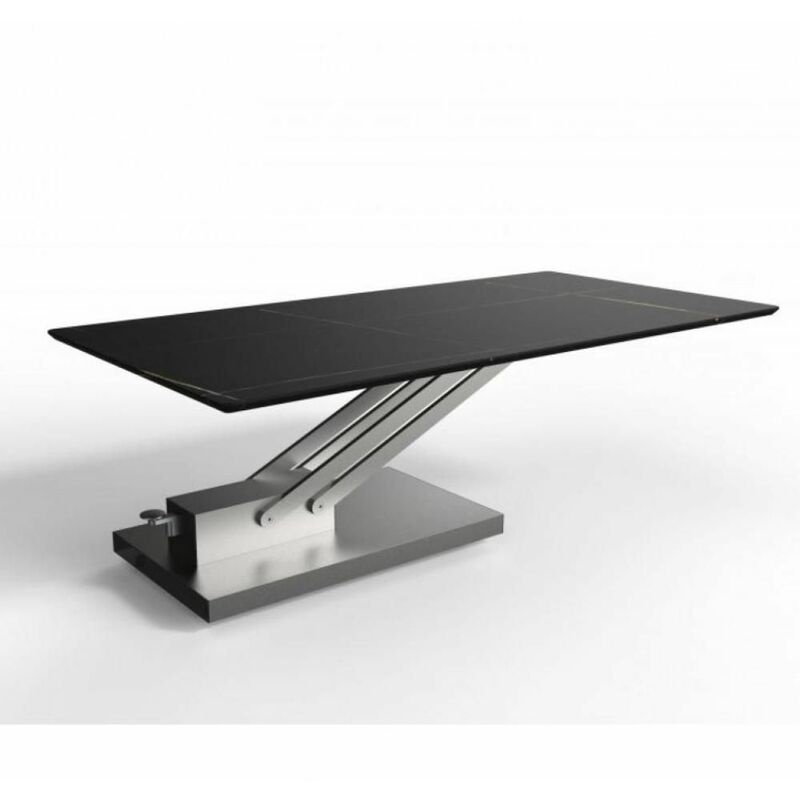 Table basse relevable BRAVO MARBLE BLACK plateau céramique finition marbre noir - noir