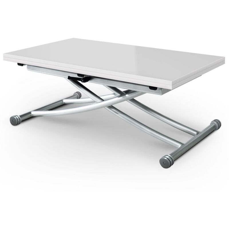 Cotecosy - Table basse relevable Carrera Blanc laqué