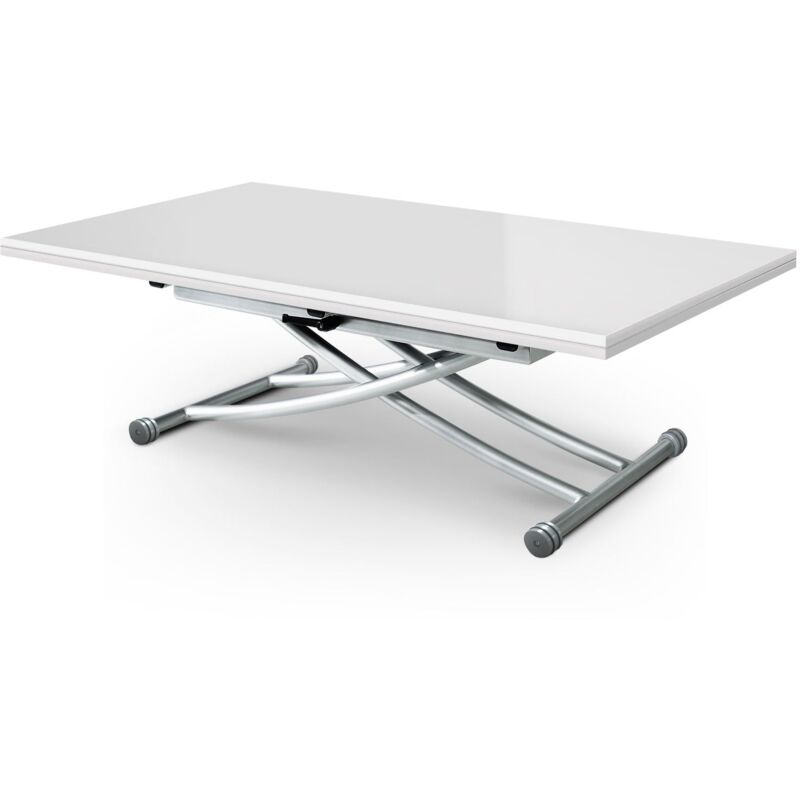 Table basse relevable Carrera XL Blanc laqué - Blanc