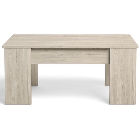 Table basse relevable de salon en panneaux de particules et mélamine chêne - Longueur 100 x Profondeur 50 x Hauteur 45 cm -PEGANE-