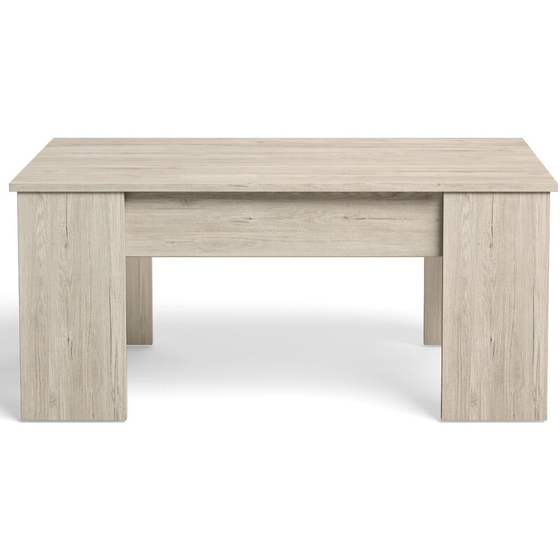 Pegane - Table basse relevable de salon en panneaux de particules et mélamine chêne - Longueur 100 x Profondeur 50 x Hauteur 45 cm