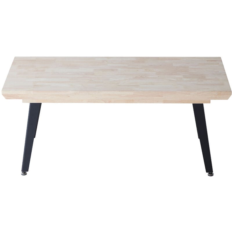 Pegane - Table basse relevable en bois coloris chêne nordique, pieds en métal noir - Longueur 120 x profondeur 60 x hauteur 47-64 cm