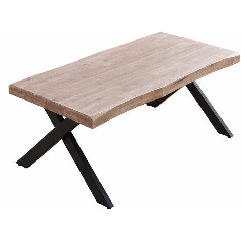 Table basse relevable en bois et métal coloris chêne miel noir - longueur 120 x profondeur 66 x hauteur 47-62 cm - PEGANE-