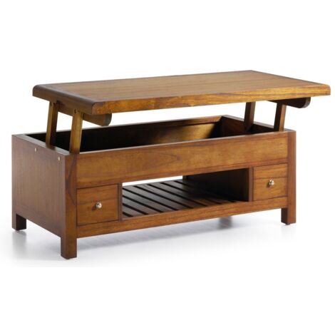 Table basse relevable en bois massif de Mindy marron SOKY