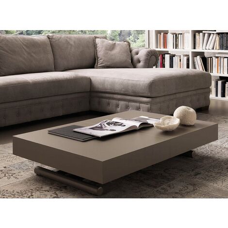 Table basse relevable et extensible beige foncé Alexandra 120-153-186 et 220cm