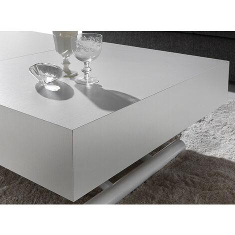 Table basse relevable et extensible blanche Alexandra 120-153-186 et 220cm