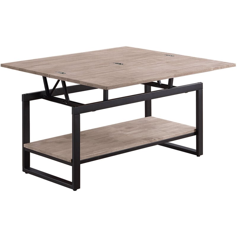 Pegane - Table basse relevable et extensible en bois de chêne miel avec pieds en métal-Longueur 100 x Profondeur 45-90 x Hauteur 47-62 cm