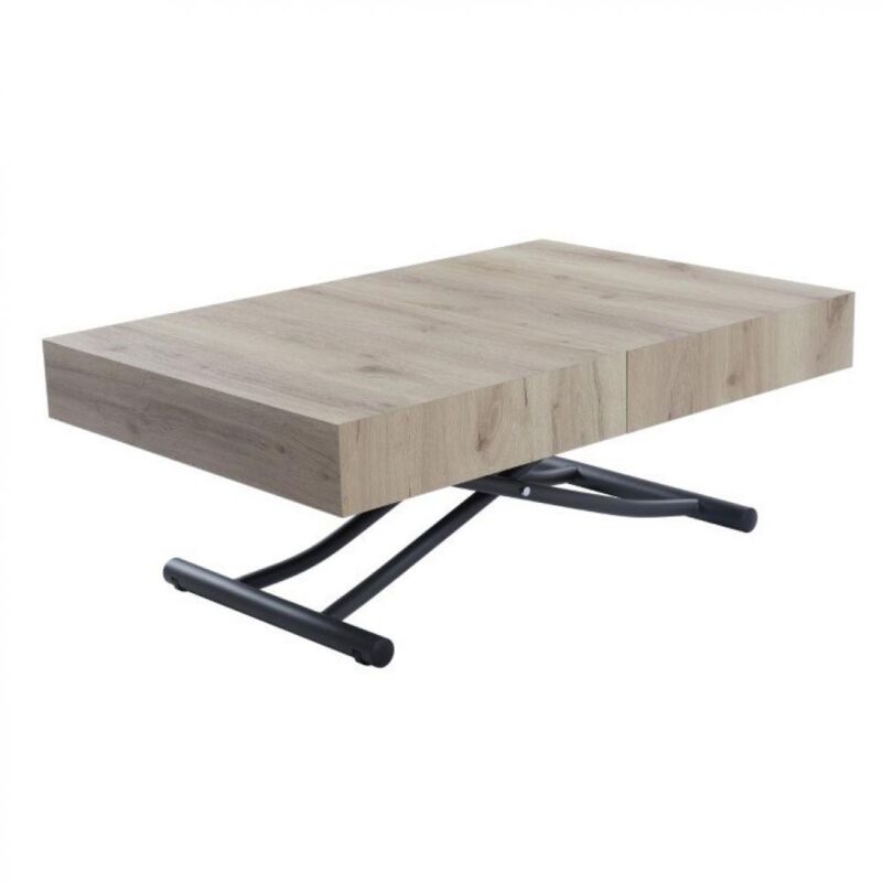 Inside75 - Table basse relevable extensible albatros design chêne ancien pied gris graphite Inside75 - Table basse relevable extensible albatros design chêne ancien pied gris graphite