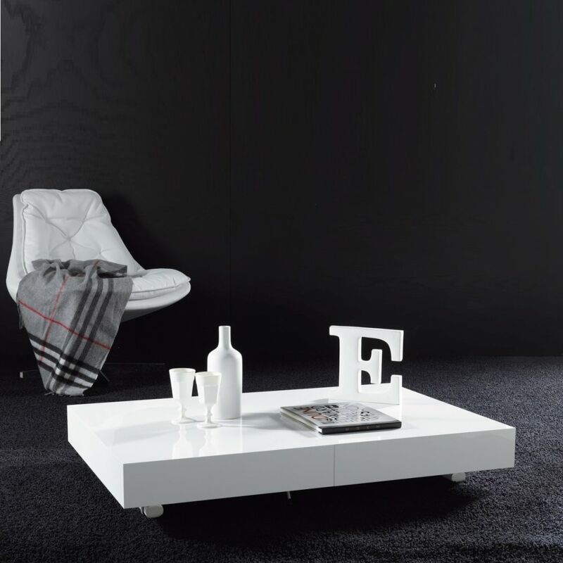 La Seggiola - Table basse relevable extensible BLOCK 80 x 120 cm design blanc brillant - blanc