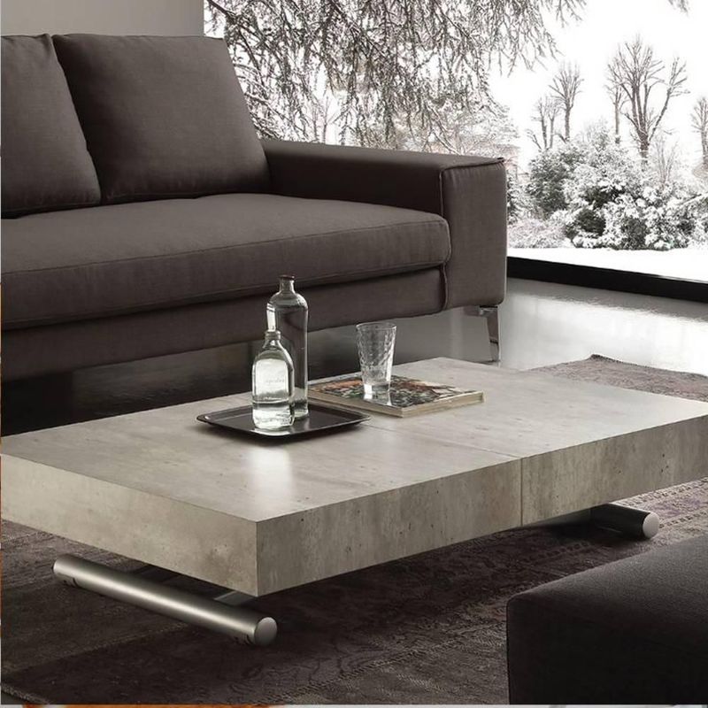 Table basse relevable extensible BLOCK design ciment aspect vieilli - gris