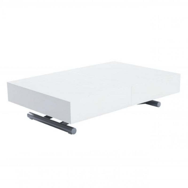 Inside75 - Table relevable extensible harie laquée blanc Inside75 - Table relevable extensible harie laquée blanc