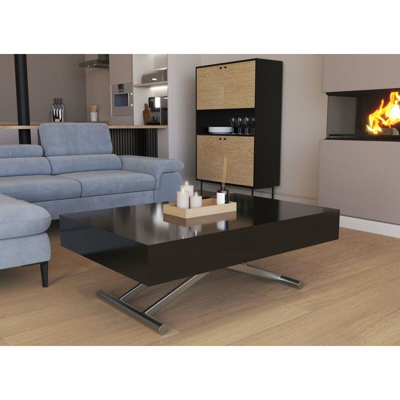 Table basse relevable extensible laquée noir SMART XXL