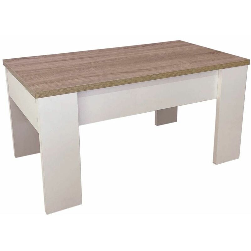Table basse relevable Granada, blanc cambria