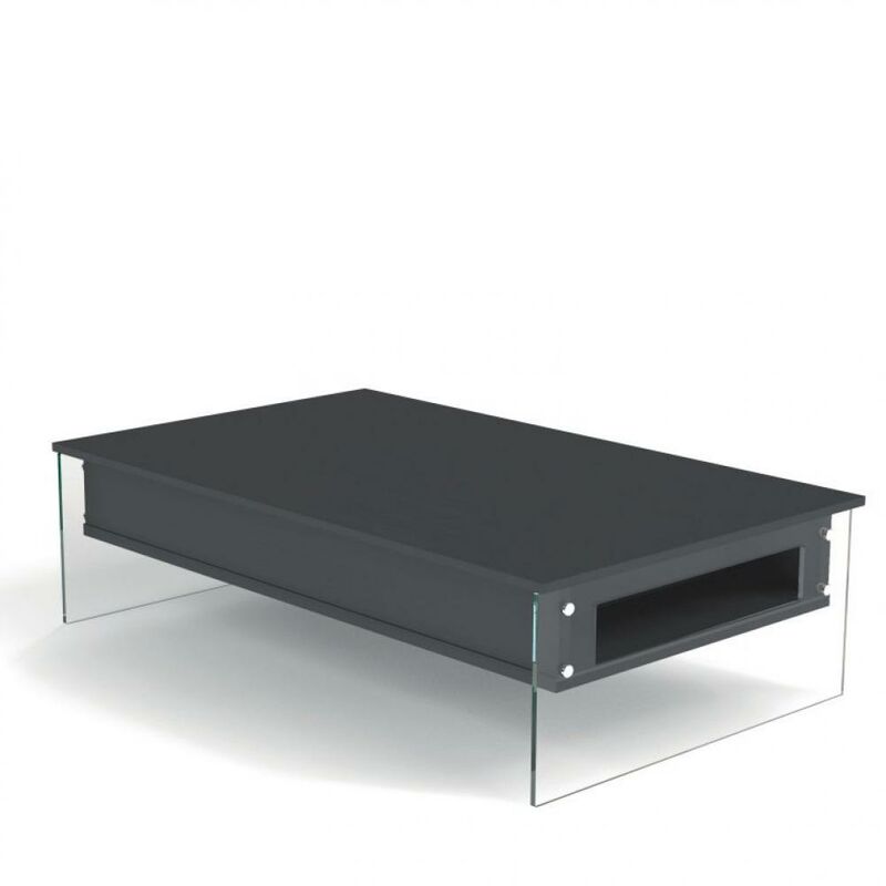 Table basse relevable gris ardoise BELLA 110x70cm piétement en verre - gris