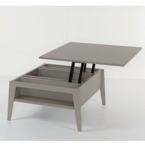 Table basse relevable gris taupe BRIGHTON 80x80cm - gris