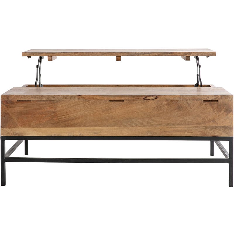 Table basse relevable industrielle bois manguier massif et métal noir L110 cm ypster - Bois clair / noir