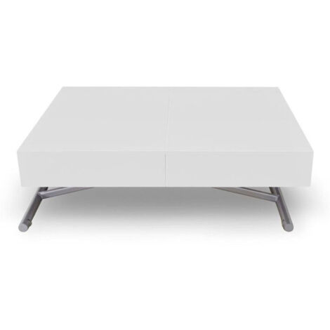 Table Basse Relevable "Lift" 120-190cm Blanc