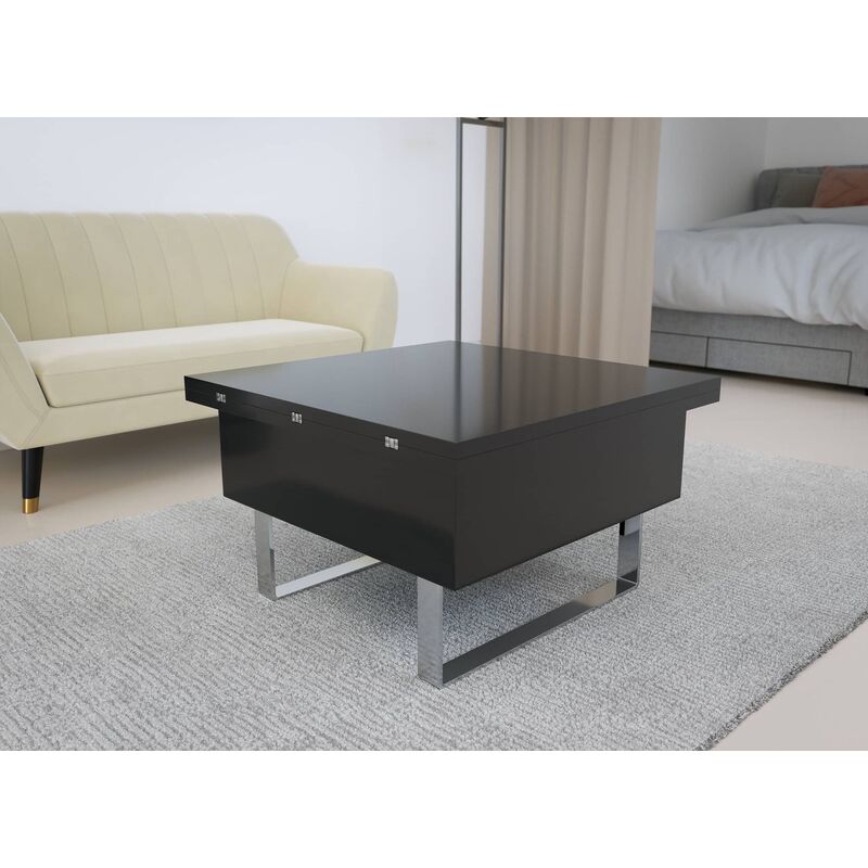Deco In Paris - Table basse relevable multifonction Woods laqué Noir