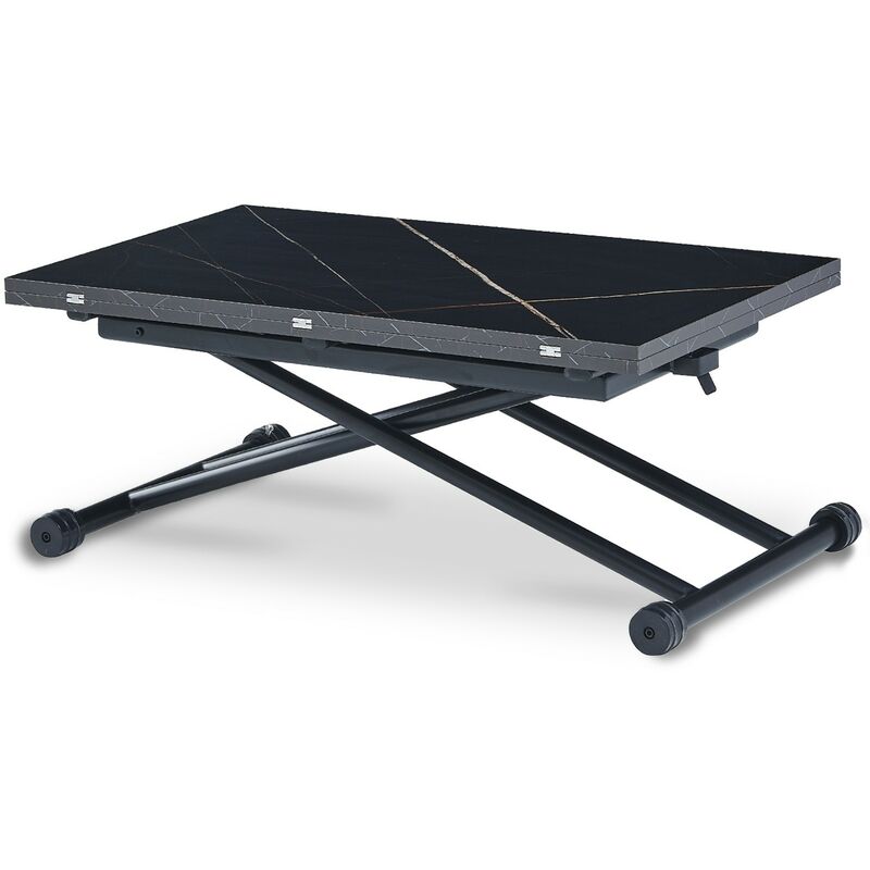 Intensedeco - Table basse relevable Philadelphia Effet céramique Noir