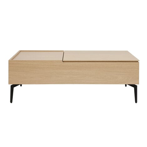 Table basse relevable rectangulaire bois clair finition chêne et métal noir L103 cm SEDA - Naturel