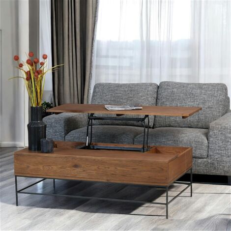 Table basse relevable rectangulaire en chêne massif OKA