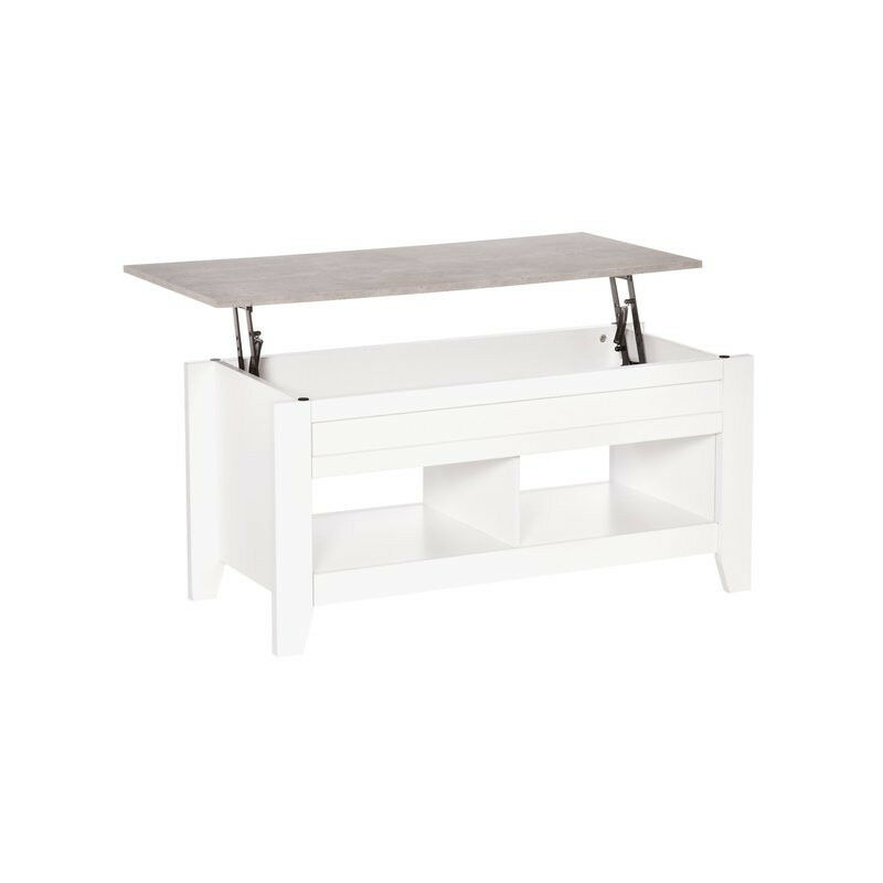 MH - Table basse relevable ulysse blanc et aspect marbre