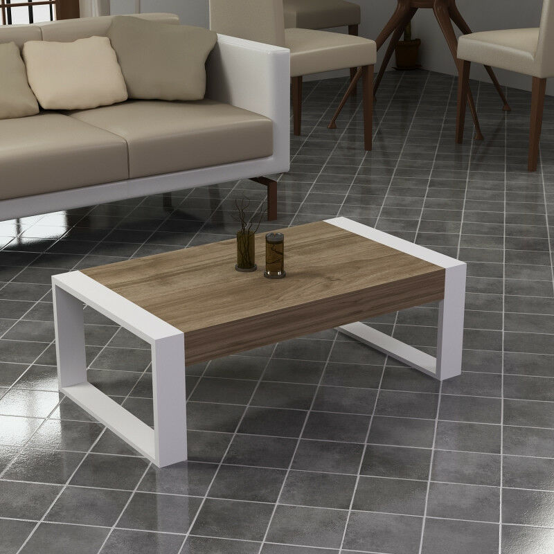 Azura Home Design - Table basse retro 90 cm blanc-chêne Azura Home Design - Table basse retro 90 cm blanc-chêne