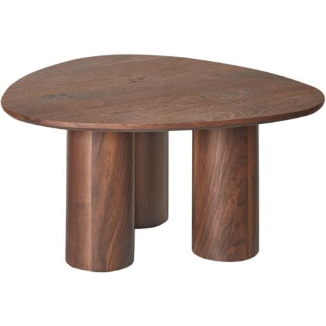 BELIANI Table Basse Rétro en MDF Triangulaire Meubles de Salon Bois Foncé Dacoma