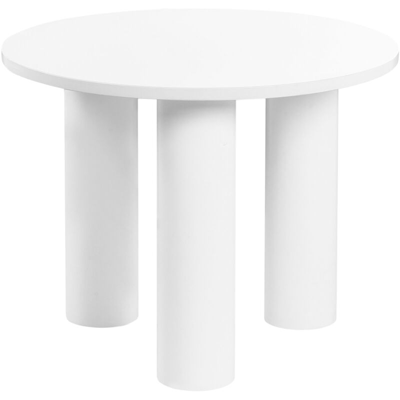 Beliani - Table Basse Rétro Ronde en mdf Placage en Bois Blanc Senoia