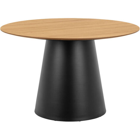 Table basse ronde 120x120x75 cm décor chêne et noir - SEAFORD