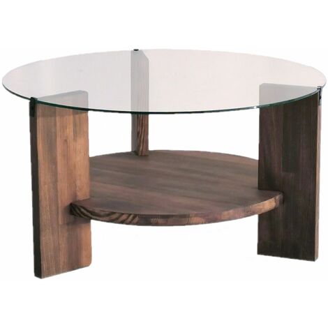 Table basse ronde 2 niveaux avec plateau en verre