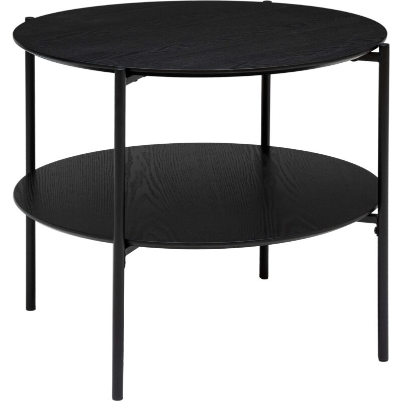 Atmosphera - Table basse ronde Kemi en placage noyer & métal D63,2cm noir créateur d'intérieur