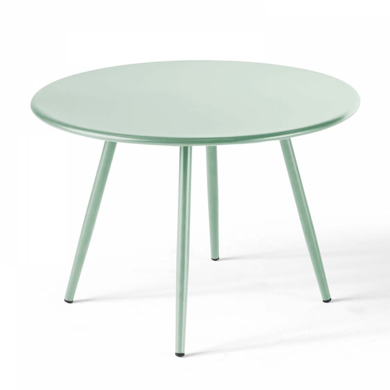 Table basse ronde en métal vert sauge 40 cm - Palavas - Vert Sauge