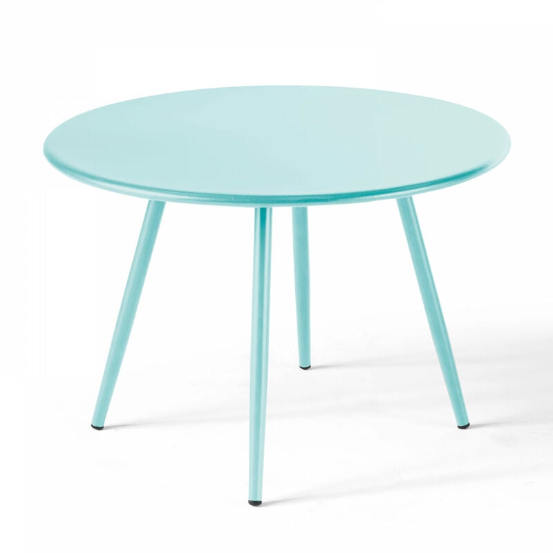 Table basse ronde en métal turquoise 40 cm - Palavas - Bleu Turquoise